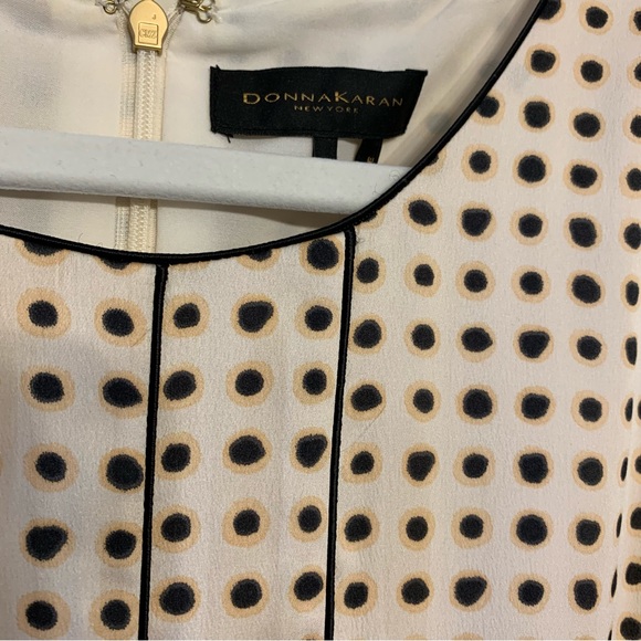 Donna Karan New York | Water Garden Polka Dot Tent Midi Dress Cream Black Blush - Picture 4 of 7